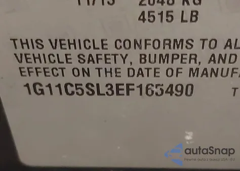 2014 Chevrolet Malibu 1Lt z USA, uszkodzony, nr VIN 1G11C5SL3EF165490